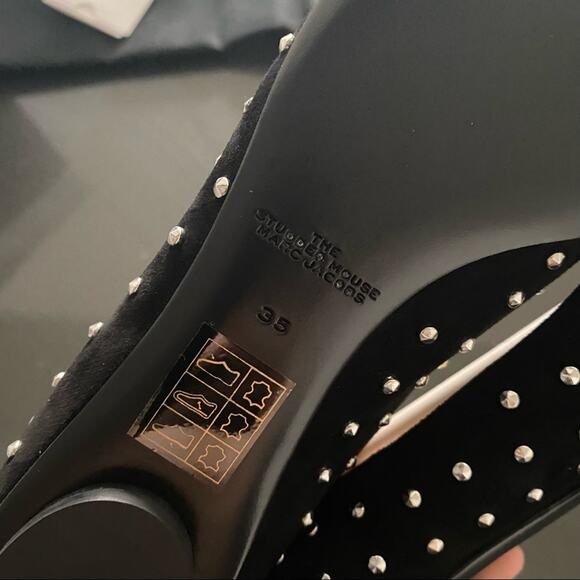 MARC JACOBS The Studded Mouse Signature Suede Ballet Flats Shoes - Picture 12 of 15